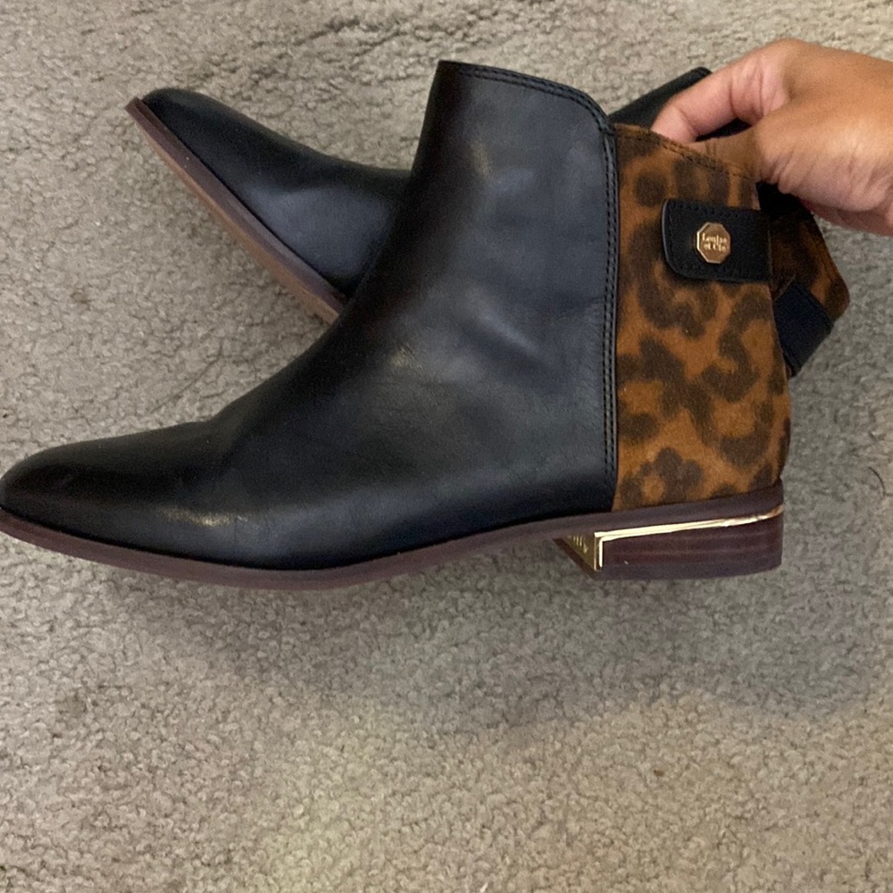 Louise et Cie Tangie Leopard Leather Booties